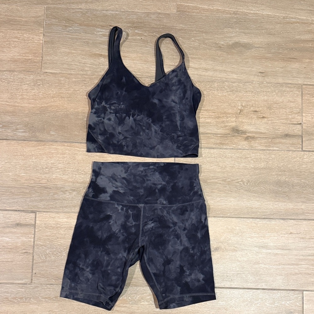 Lululemon Athletica Black Tie-Dye Activewear Set